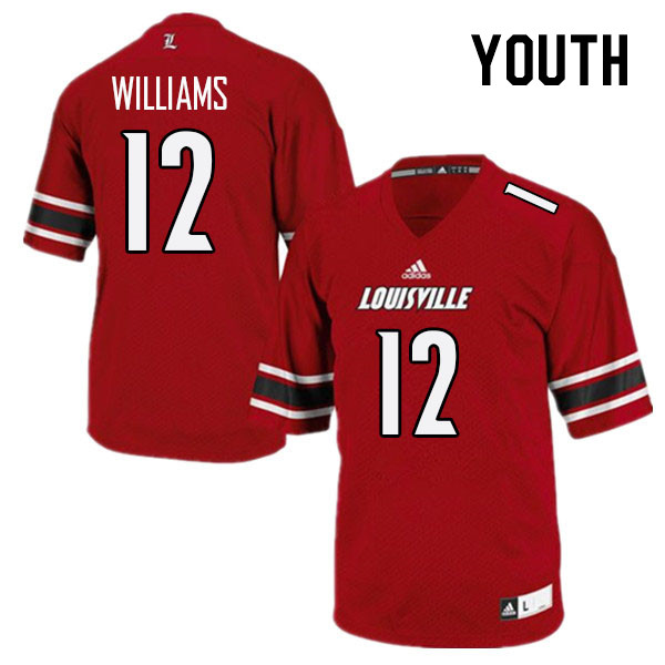 Youth #12 Popeye Williams Louisville Cardinals College Football Jerseys Stitched Sale-Red